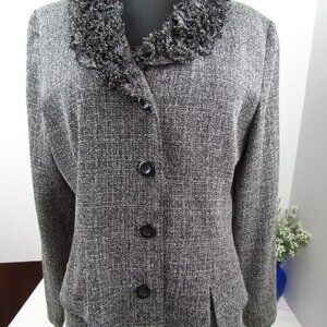 Danny & Nicole Black and Gray Ladies Jacket with Fluffy collar.